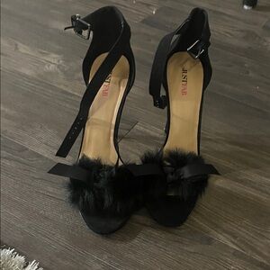 JustFab Black Fur-Accent Heels